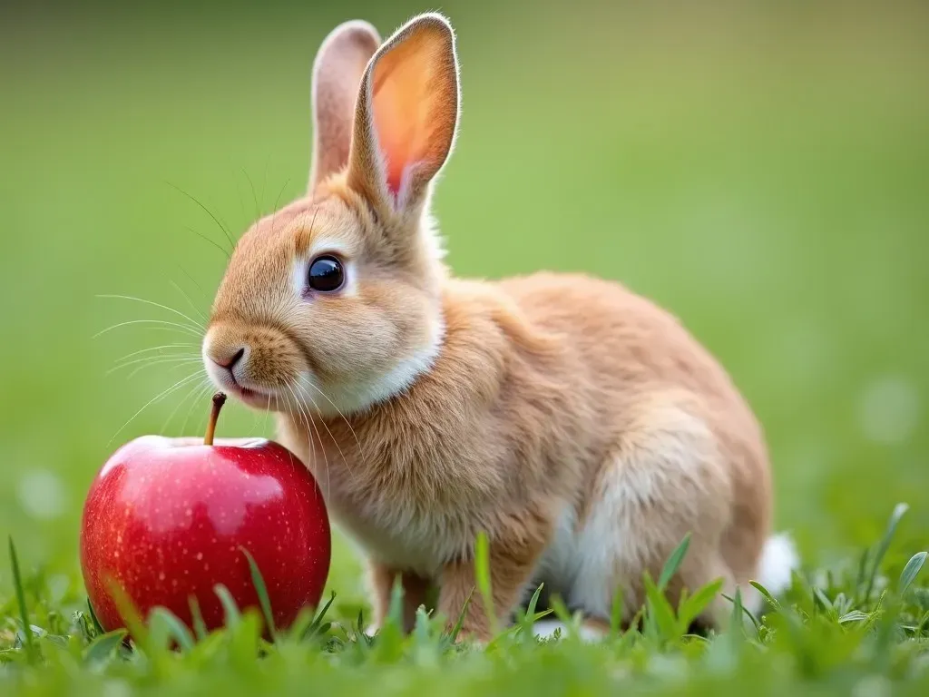 Kaninchen mit Apfel