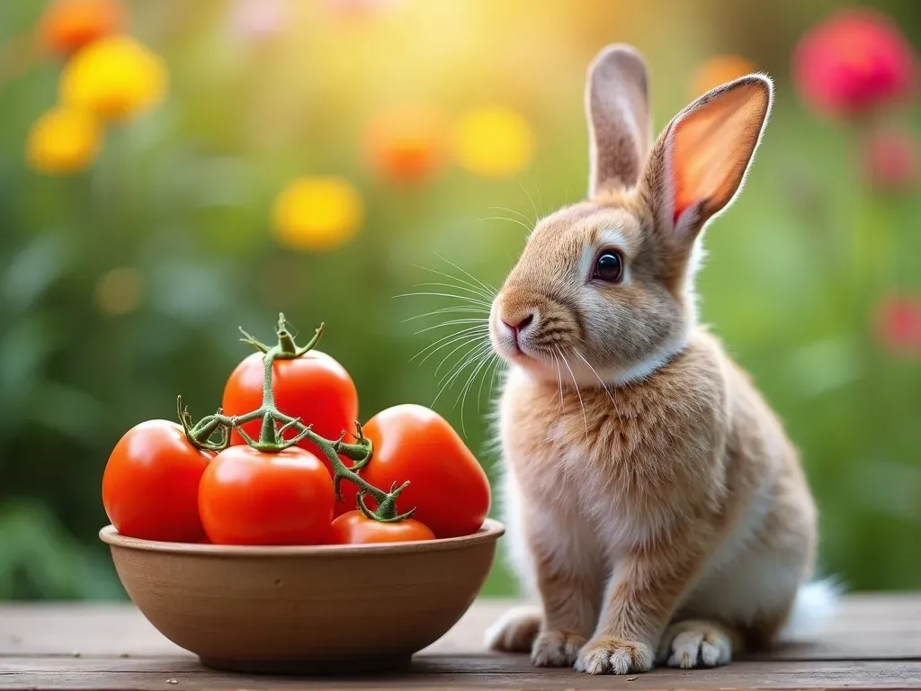 Kaninchen mit Tomaten